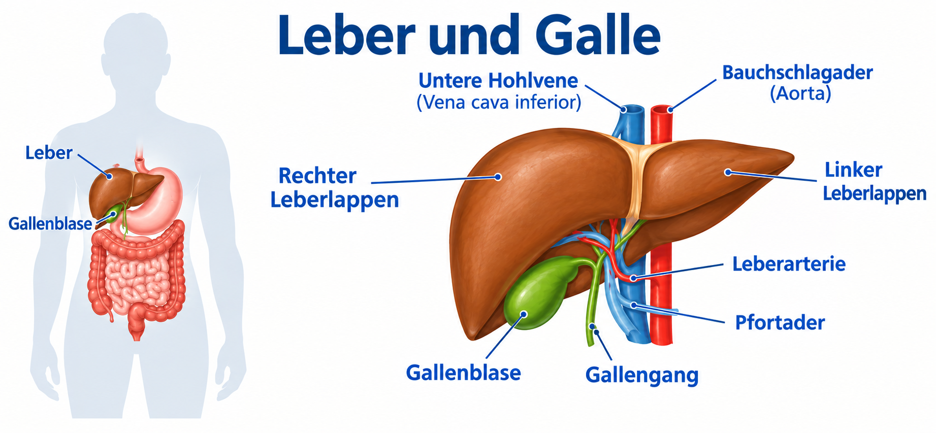 Anatomische Übersicht von Leber und Gallenblase